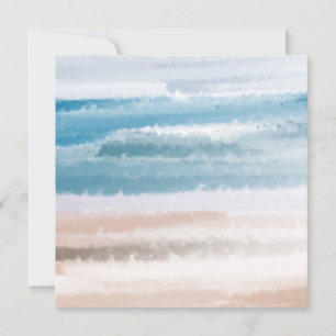 Sandy Beach Ocean Vågar Abstrakt Watercolor Julkort