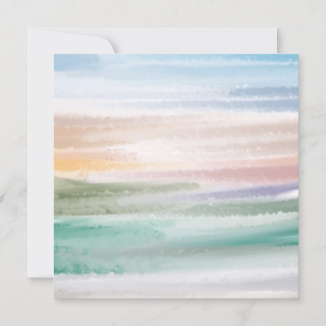 Sandy Beach Ocean Vinkar Sunset Abstrakt Watercolo Julkort (Framsida)
