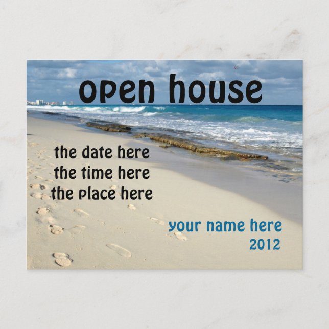 Sandy Beach Open House-vykort Inbjudan Vykort (Framsida)