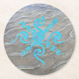 Sandy Beach Papper Underlägg Rund