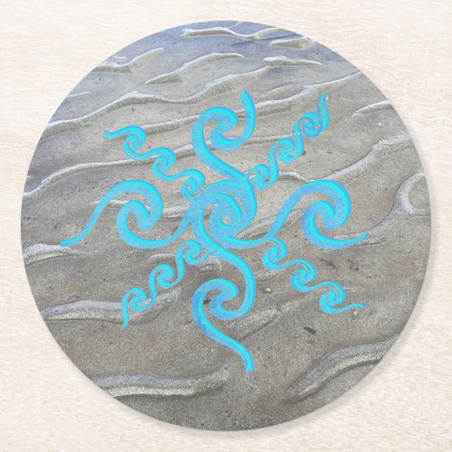 Sandy Beach Papper Underlägg Rund (Framsidan)