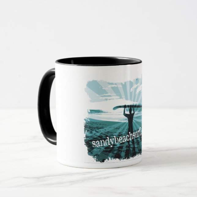 Sandy Beach Surfing Kaffe Mugg (Framsida vänster)