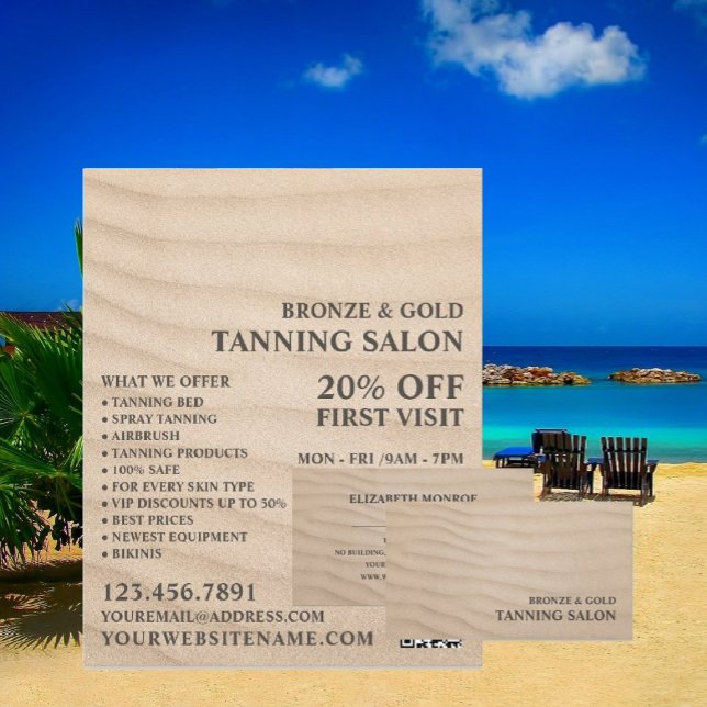 Sandy Beach, Tanning Salon Advertising Flygblad (Skapare uppladdad)