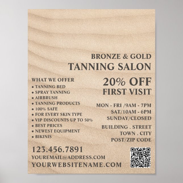 Sandy Beach, Tanning Salon Advertising Poster (Framsidan)