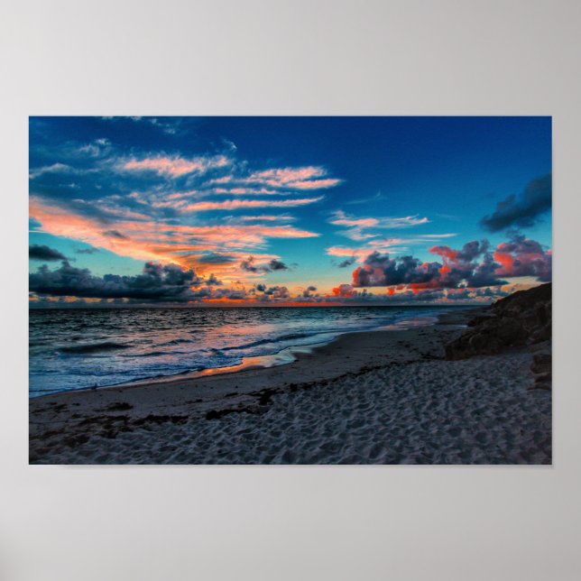Sandy Beach Tropical Ocean Sunset Poster (Framsidan)