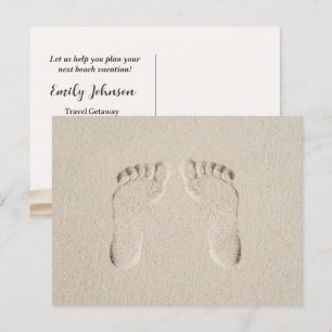 Sandy Beach Vacation Barefoot Prints Vykort