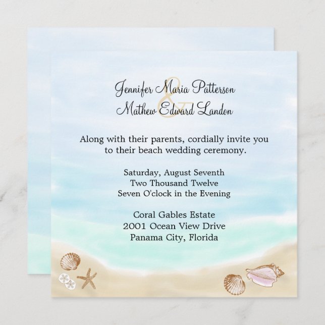 Sandy Beach Wedding bjudande Inbjudningar (Fram/baksida)