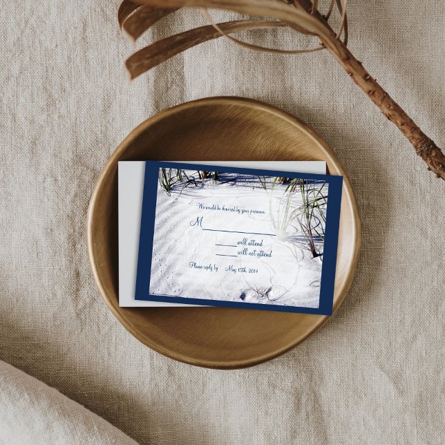 Sandy Beach Wedding OSA02 OSA Kort (A beach or coastal wedding rsvp.)
