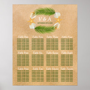 Sandy Beach Wedding Sittdiagram för tropisk andedr Poster