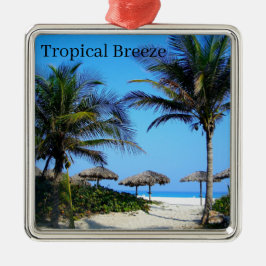 Sandy Beach with Handflatan Träd och An Ocean View Julgransprydnad Metall