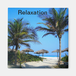 Sandy Beach with Handflatan Träd och An Ocean View Magnet