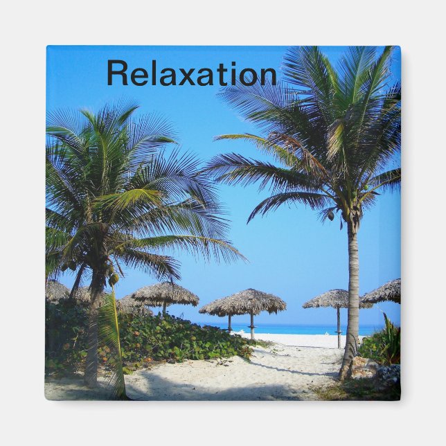 Sandy Beach with Handflatan Träd och An Ocean View Magnet (Framsidan)