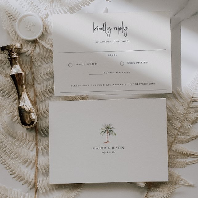 Sandy Beige Beach Wedding Allergy Note OSA Kort (Skapare uppladdad)