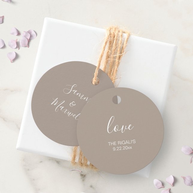 Sandy Beige Wedding Favor Märkre Gåvor Etiketter (Skapare uppladdad)