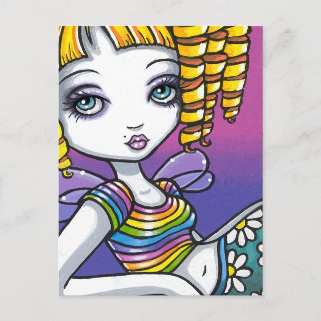 "Sandy" Cute Rainbow Fairy Art Postcard Vykort (Framsida)