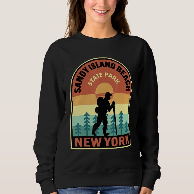 Sandy Island Beach State Park New York Retro Hikin T Shirt (Framsida)
