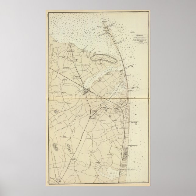 Sandy Krok till Shark River Kusten Chart Karta Poster (Framsidan)