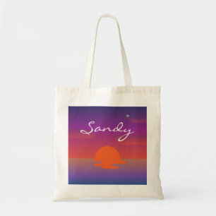 Sandy Name Tote Bag anpassat namn anpassa solnedgå Tygkasse