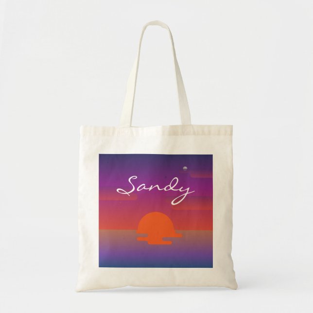 Sandy Name Tote Bag anpassat namn anpassa solnedgå Tygkasse (Framsidan)