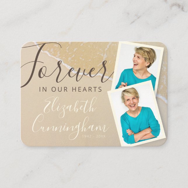 Sandy Ocean Beach Funeral Memorial Anpassningsbar  Visitkort (Framsida)