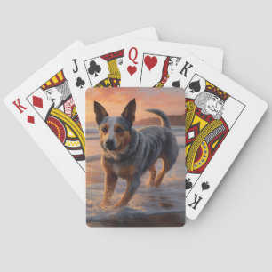 Sandy Paws Australian Cattle Dog på strand vid sol Casinokort