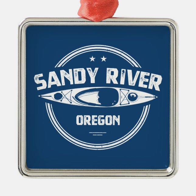 Sandy River Oregon Kayaking Julgransprydnad Metall (Framsidan)