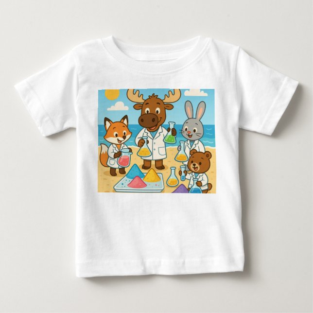 Sandy Science Squad – Smart & Sunny T-shirt för ba (Framsida)