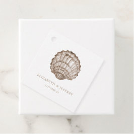 Sandy Seashells Marine Ocean Beach Wedding Gåvor Etiketter