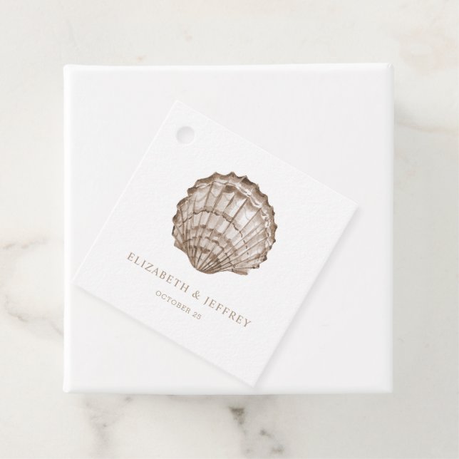 Sandy Seashells Marine Ocean Beach Wedding Gåvor Etiketter (På plats)