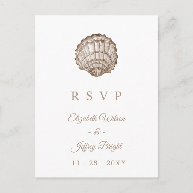 Sandy Seashells Marine Ocean Beach Wedding OSA Inbjudan Vykort (Framsida)