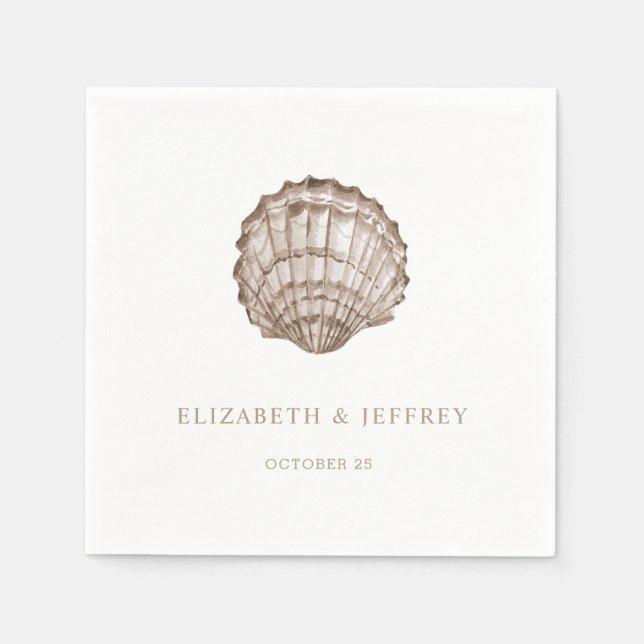 Sandy Seashells Marine Ocean Beach Wedding Pappersservett (Framsidan)