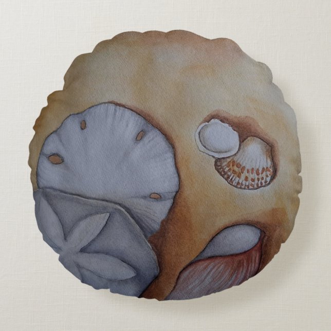 Sandy Seashells Rund Kudde (Framsidan)