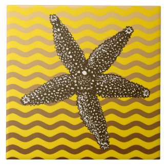 Sandy Shore Nautical Starfish Design Kakelplatta