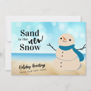 Sandy Snögubbe Beach Scene Ny adress Meddelande