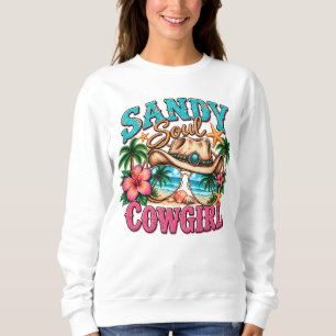 Sandy Soul Cowgirl Western Strandhatt Design T Shirt