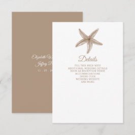 Sandy Starfish Marine Ocean Beach Wedding Tilläggskort