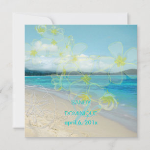 Sandy strand/plumeria destination bröllop inbjudningar