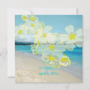 Sandy strand/plumerias destinationsbröllop inbjudningar
