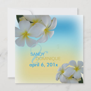 Sandy strand/plumerias destinationsbröllop inbjudningar