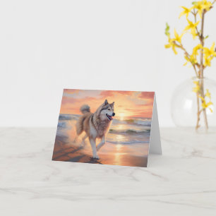 Sandy Tassar Alaska Malamute Hund on Beach Sunset Kort