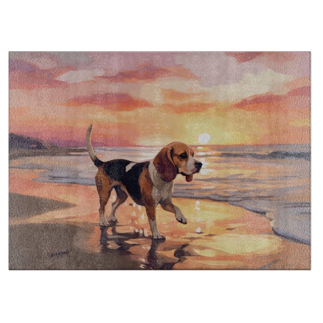 Sandy Tassar Beagle Hund on Beach Sunset (Framsidan)