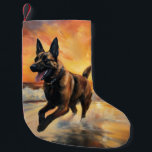 Sandy Tassar Belgium Malinois Hund on Beach Sunset Liten Julstrumpa<br><div class="desc">Ta dig in i vår vackra "Sandy Tassar och Sunset Hues"-hund på solnedgången. Den här fängslande scenen fångar kärnan av en perfekt kväll vid kusten, med en lojal hund-vän som njuter av den gyllene sanden och de andningsande nyheterna om sol. Oavsett om du är hund älskare eller solnedgångsentusiaster, så ger...</div>