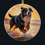 Sandy Tassar Bernese Mountain Hund on Beach Sunset Julgransprydnad Keramik<br><div class="desc">Ta dig in i vår vackra "Sandy Tassar och Sunset Hues"-hund på solnedgången. Den här fängslande scenen fångar kärnan av en perfekt kväll vid kusten, med en lojal hund-vän som njuter av den gyllene sanden och de andningsande nyheterna om sol. Oavsett om du är hund älskare eller solnedgångsentusiaster, så ger...</div>