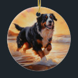 Sandy Tassar Bernese Mountain Hund on Beach Sunset Julgransprydnad Keramik<br><div class="desc">Ta dig in i vår vackra "Sandy Tassar och Sunset Hues"-hund på solnedgången. Den här fängslande scenen fångar kärnan av en perfekt kväll vid kusten, med en lojal hund-vän som njuter av den gyllene sanden och de andningsande nyheterna om sol. Oavsett om du är hund älskare eller solnedgångsentusiaster, så ger...</div>