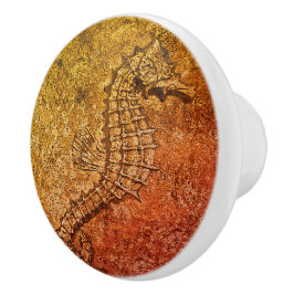 Sandy Textured Seahorse Digital Art Ceramic Knob Knopp