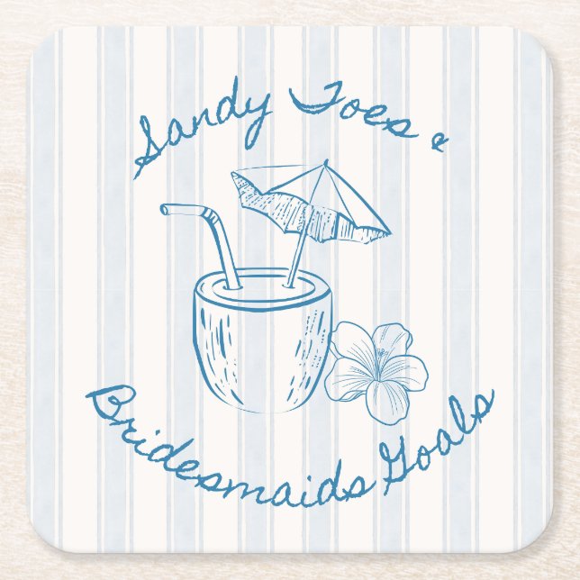 Sandy Toe & Bridesmaids Mål för kustens brudtärnor Underlägg Papper Kvadrat (Framsidan)