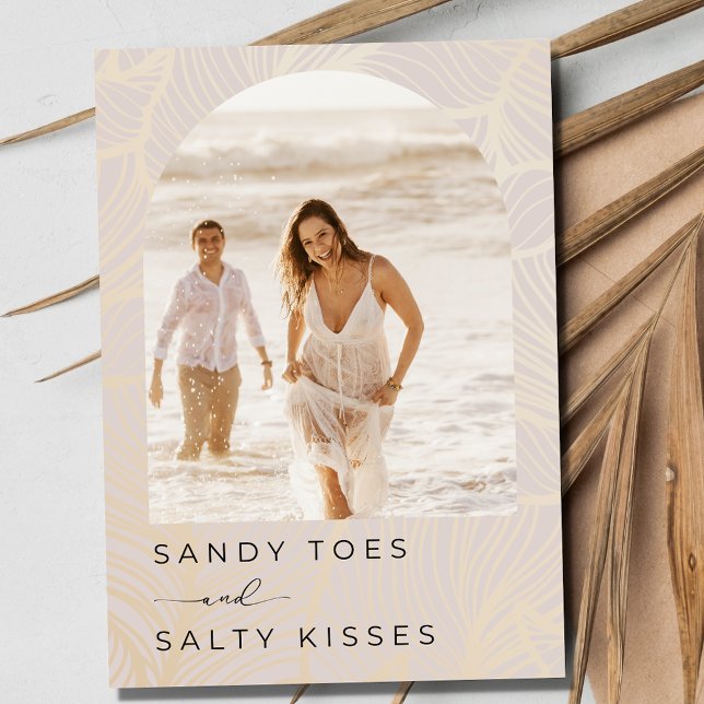 Sandy Toes Arch Photo Beach Wedding Spara datumet (Sandy Toes Salty Kisses Arch Photo Beach Wedding Save the Date)