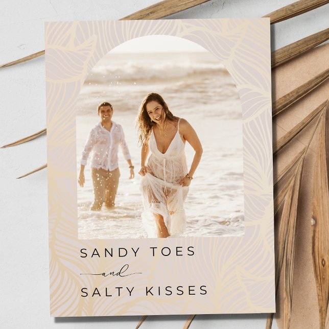Sandy Toes Arch Photo Beach Wedding Spara datumet Meddelande Vykort (Sandy Toes Arch Photo Beach Wedding Save the Date Postcard)