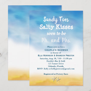 Sandy Toes Couppes Shower - himlar och sand Inbjudningar
