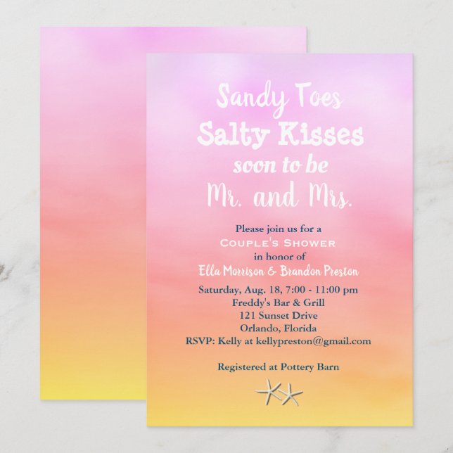 Sandy Toes Couppes solljus Inbjudningar (Fram/baksida)